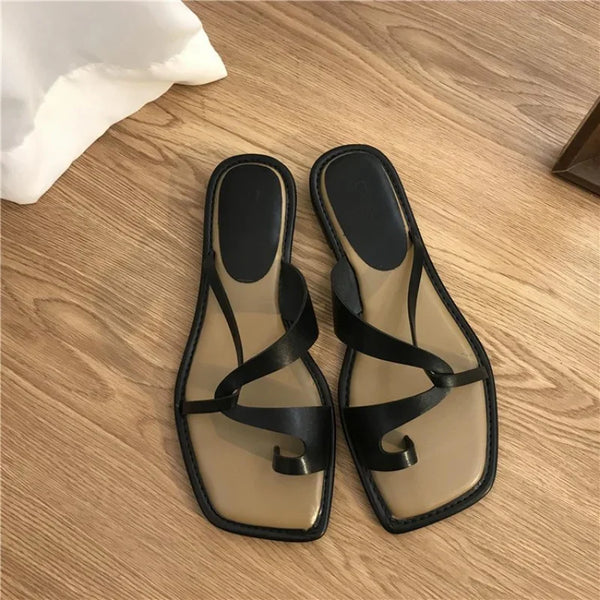 Clip Toe Flat Casual Non-slip Eco Leather Women's Summer Sandals