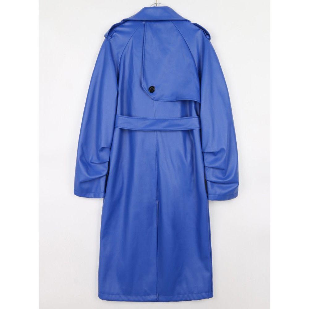 Lautaro Autumn Winter Long Faux Leather Trench Coat for Women Belt Double Breasted Luxury Elegant Fashion - Frimunt Clothing Co.
