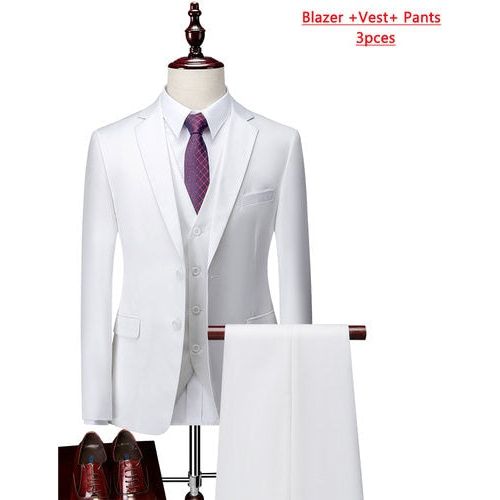 High-end Brand Formal Business Mens Suit Three-piece Groom Wedding Dress Suit 13 Solid Colors - Frimunt Clothing Co.