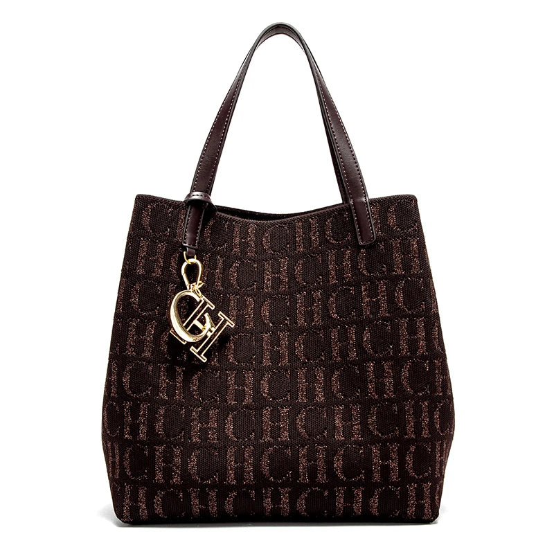 Bolso de mano para mujer, de lona texturizada, de gran capacidad, inspirado en el diseñador.