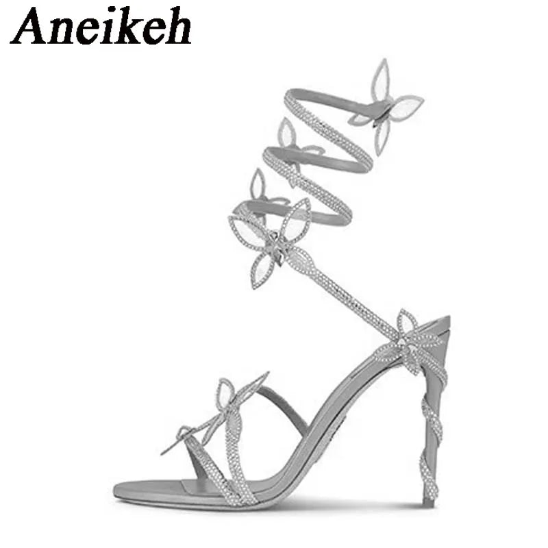 Women's Crystal Rhinestone Butterfly Flower High Heels Sandals - Frimunt Clothing Co.