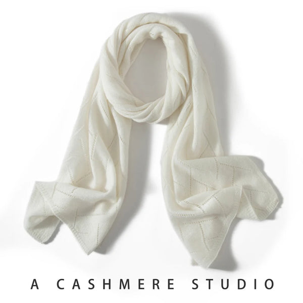 Women's Winter 100% Cashmere Knit Long Scarf Solid Colors