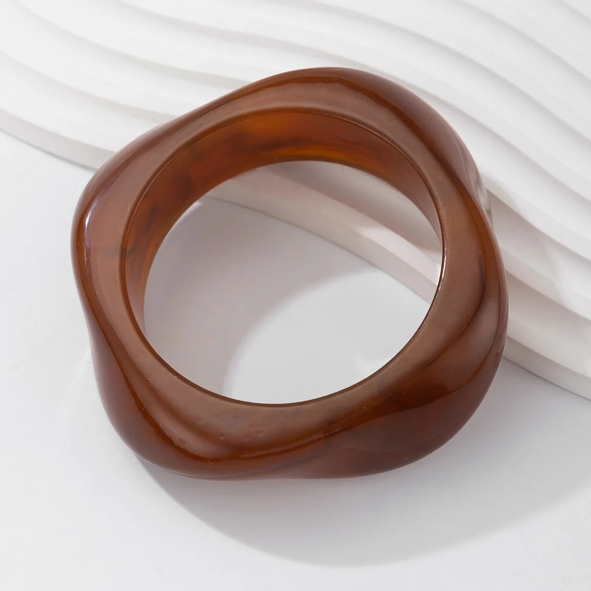 Vintage Brown Coffee Thick Resin Acrylic Bangles Geometric Irregular Wide Cuff Bangle Bracelets - Frimunt Clothing Co.