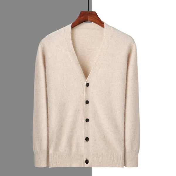 Men's 100% Mink Cashmere Knit Cardigan Sweater