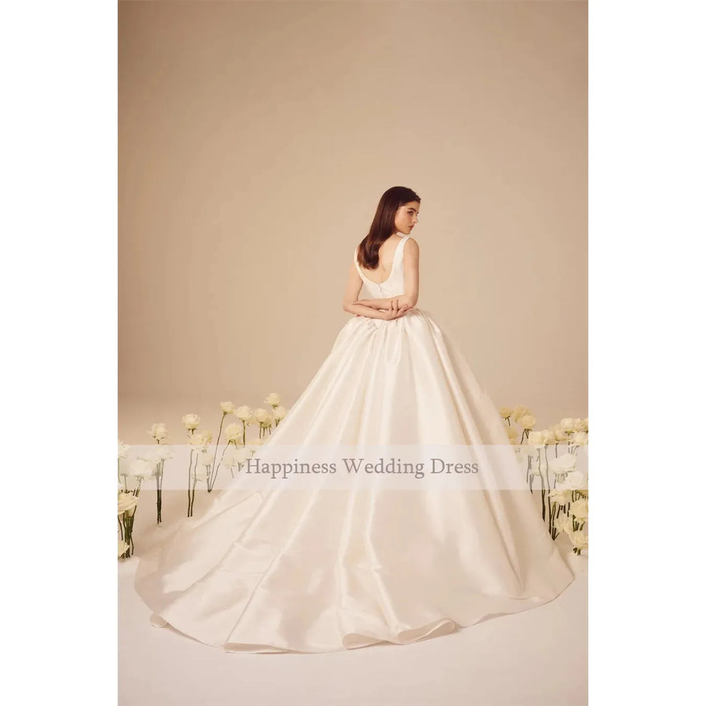 Claire Simple Elegance Customized Sleeveless A-Line Wedding Dresses Zippered Back Bridal Gown - Frimunt Clothing Co.