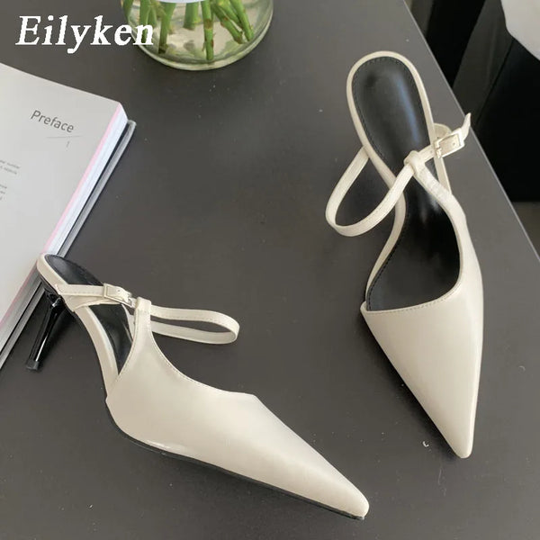 Women's Spring New Style Pointed Toe Slip On Mules Thin High Heel Pumps - Frimunt Clothing Co.
