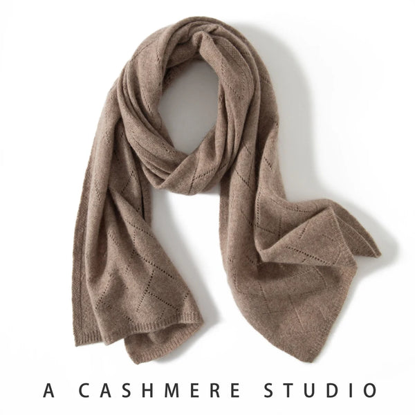 Women's Winter 100% Cashmere Knit Long Scarf Solid Colors