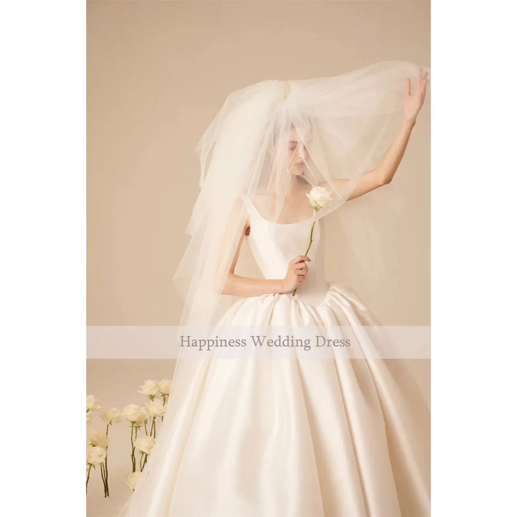 Claire Simple Elegance Customized Sleeveless A-Line Wedding Dresses Zippered Back Bridal Gown - Frimunt Clothing Co.