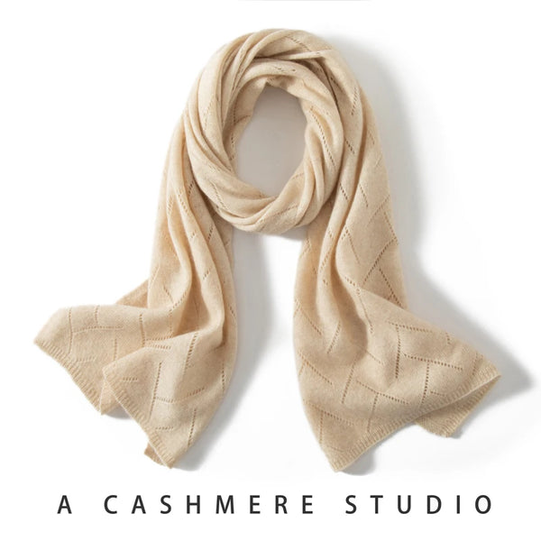 Women's Winter 100% Cashmere Knit Long Scarf Solid Colors