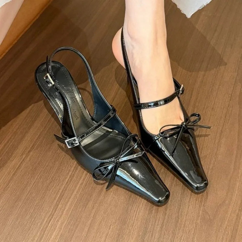Women's Pointed Toe High-heeled Spring and Summer French Style Slingback Shoes 3 Colors - Frimunt Clothing Co.