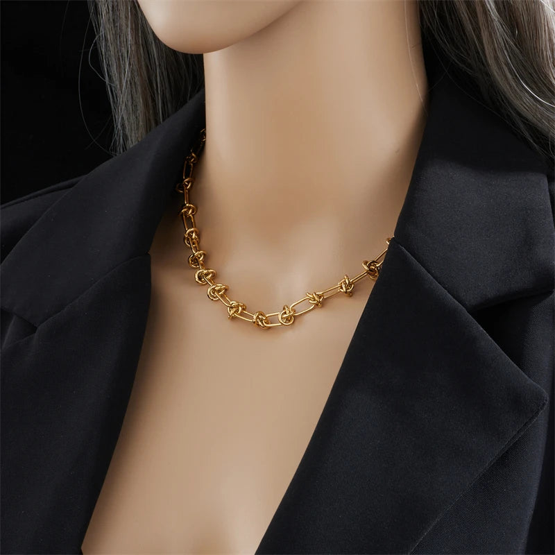 Vintage Gold Color Necklace For Women High Quality Rust Proof Link Chain 316L Stainless Steel - Frimunt Clothing Co.
