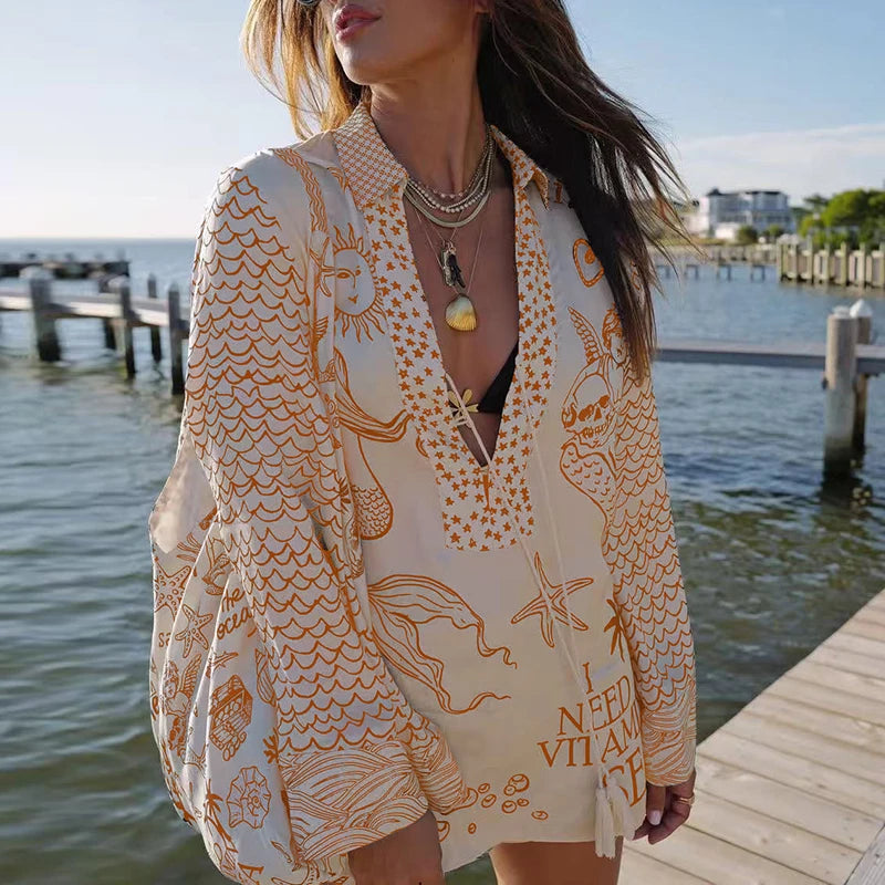 Women's Spring Two Piece Outfits V Lace-up Top & Shorts - Frimunt Clothing Co.