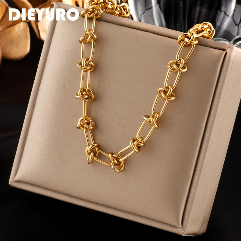 Vintage Gold Color Necklace For Women High Quality Rust Proof Link Chain 316L Stainless Steel - Frimunt Clothing Co.