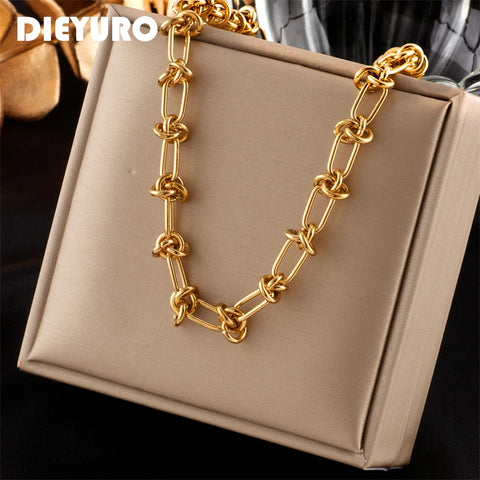 Vintage Gold Color Necklace For Women High Quality Rust Proof Link Chain 316L Stainless Steel