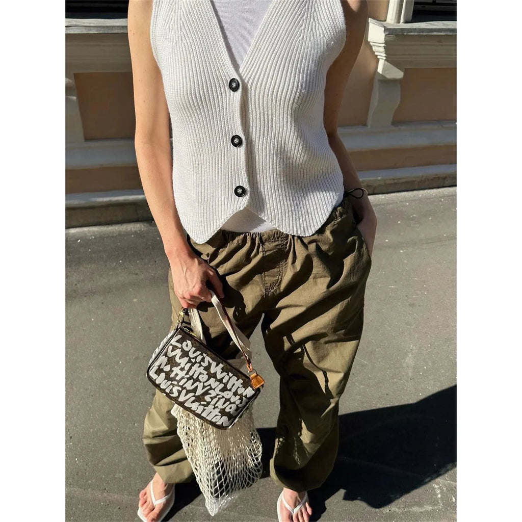 Women's Knit Casual Ribbed Solid Slim V-Neck Vest Cardigan - Frimunt Clothing Co.