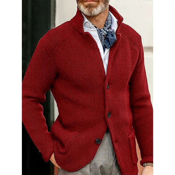 Men's Fall/Winter Knitted Cardigan Sweater Slim Fit Standing Collar Thick Knit - Frimunt Clothing Co.