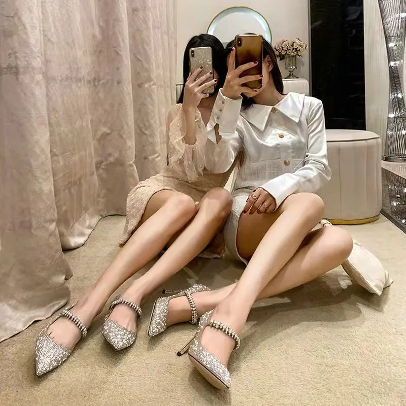 Women Pearls And Rhinestones Pumps Brides Fashion Sweet Sixteen 1cm, 7cm or 9cm Heels Dance Party Bridal Shoes - Frimunt Clothing Co.