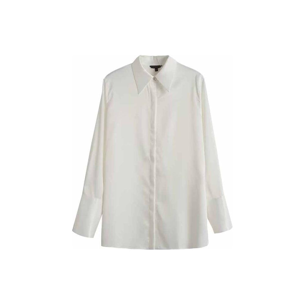 Women 2023 New Fashion Satin Casual Loose Long Sleeve Button-up Chic Shirts - Frimunt Clothing Co.