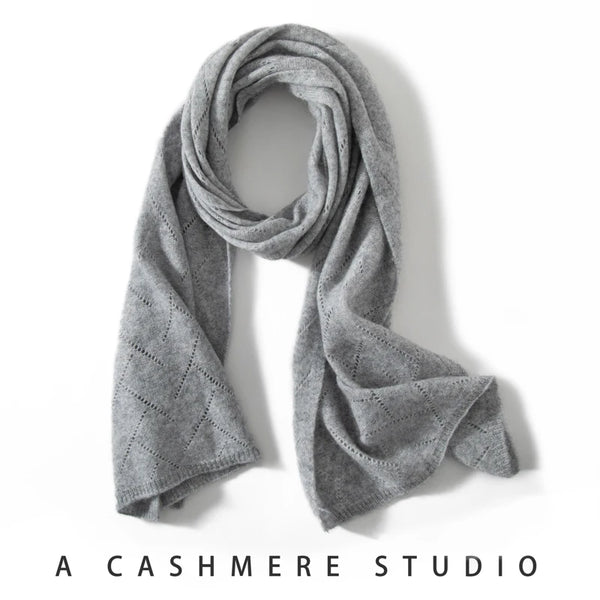 Women's Winter 100% Cashmere Knit Long Scarf Solid Colors