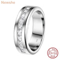 Newshe 925 Sterling Silver Moissanite Mens Wedding Band Half Eternity Princess Cut Lab Created Diamond Ring Luxury Jewelry - Frimunt Clothing Co.