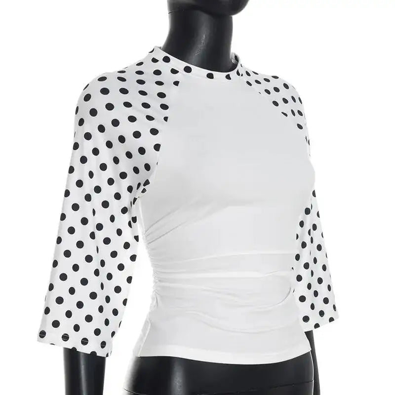 Women's Print Polka Dot T-shirt Mid Sleeve