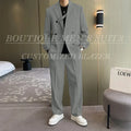 Men Fashion Double Breasted Loose Casual Suits Blazer Wide Leg Pants - Frimunt Clothing Co.