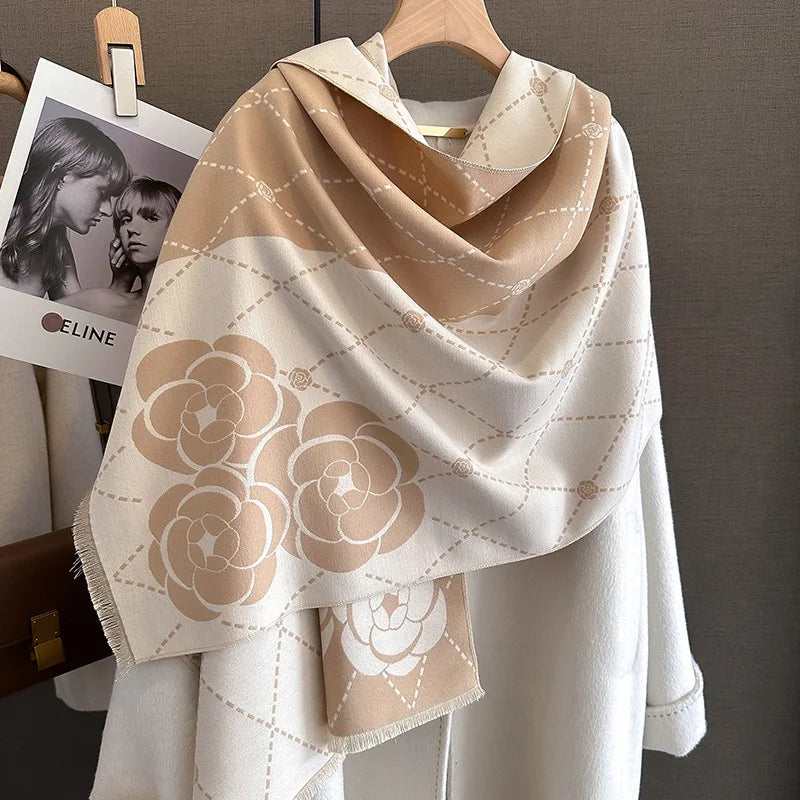 Women's Fashion Luxury Shawl Scarf Printed Flower Warm Cashmere - Frimunt Clothing Co.