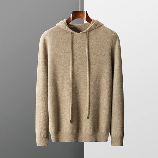 Men's 100% Merino Wool Hooded Knitted Pullover Sweater - Frimunt Clothing Co.