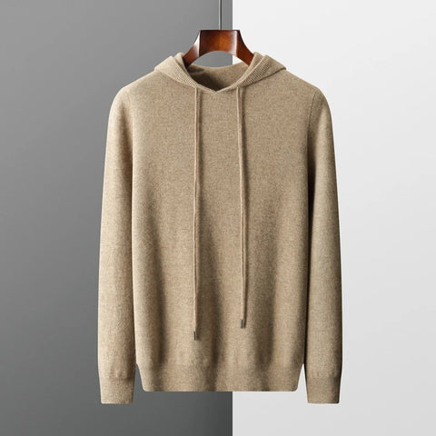 Men's 100% Merino Wool Hooded Knitted Pullover Sweater - Frimunt Clothing Co.