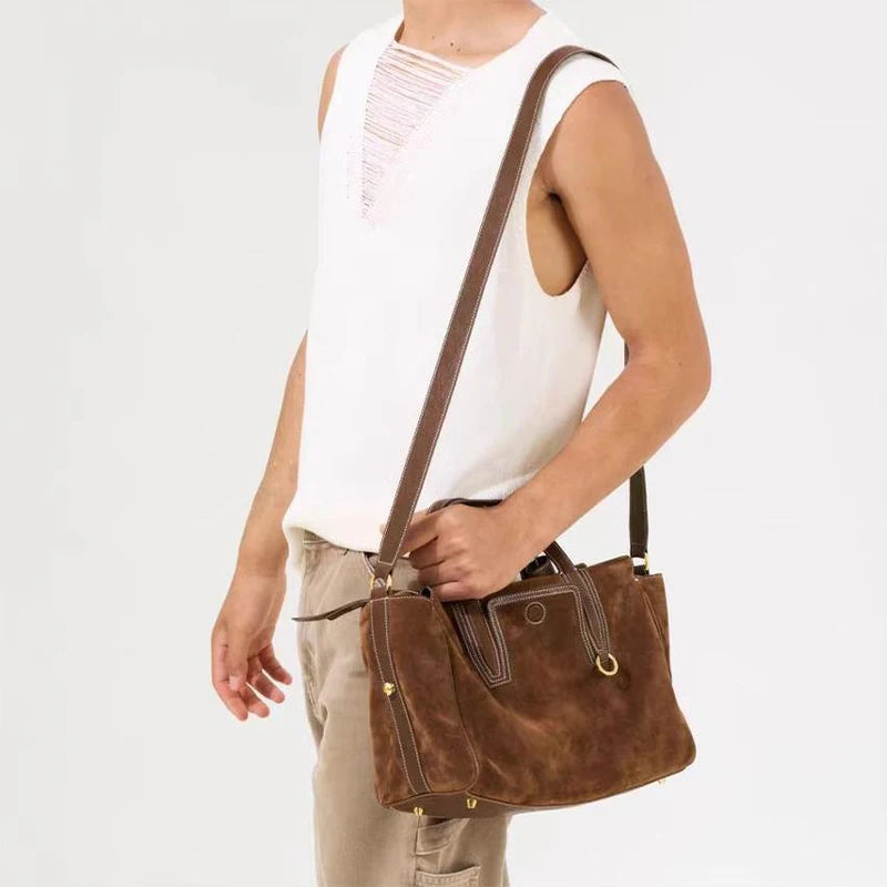 Eco Leather And Suede Boston Bag - Frimunt Clothing Co.