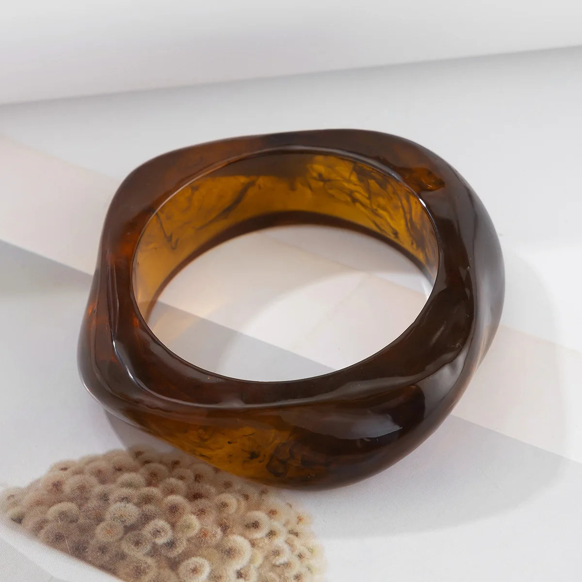 Vintage Brown Coffee Thick Resin Acrylic Bangles Geometric Irregular Wide Cuff Bangle Bracelets - Frimunt Clothing Co.