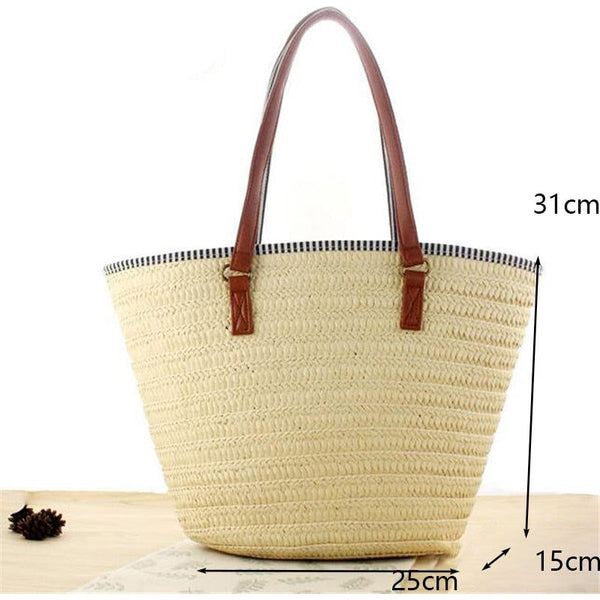 Large Capacity Rattan Handmade Beach Tote Bags Assorted Styles - Frimunt Clothing Co.