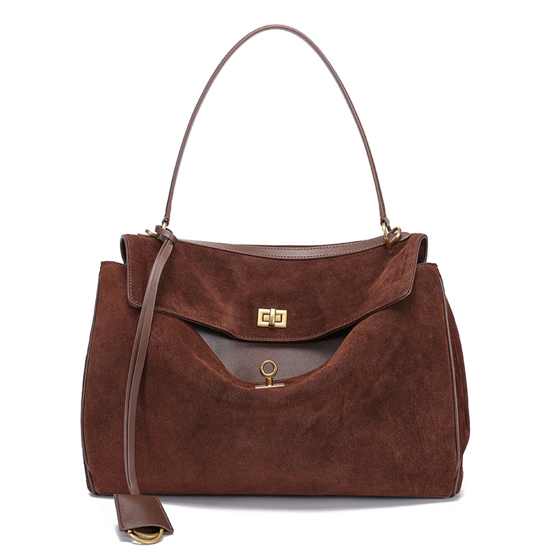 Women's Large Capacity Genuine Leather Soft Suede Bag