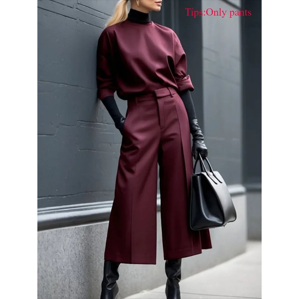 Women's Wide Leg High Waist Pleated Pants