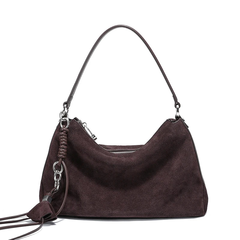 Women's Trendy Designer Bag Natural Leather Suede