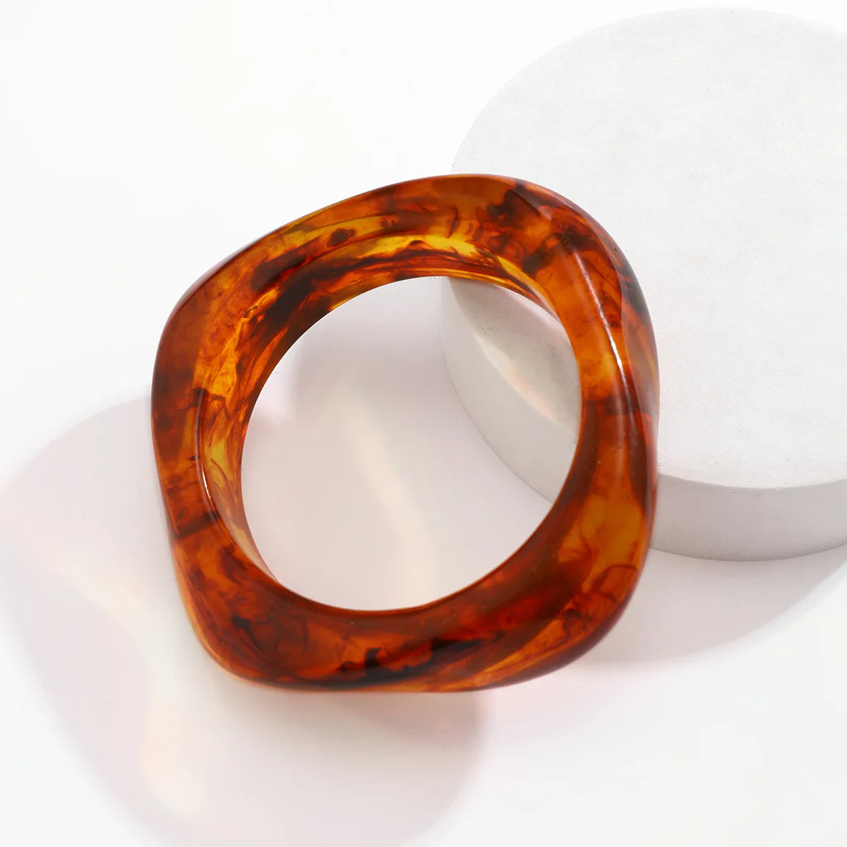 Vintage Brown Coffee Thick Resin Acrylic Bangles Geometric Irregular Wide Cuff Bangle Bracelets - Frimunt Clothing Co.