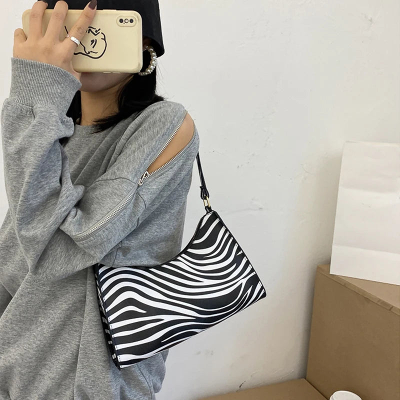 Fashion Zebra Print Women Luxury Handbag Eco Leather