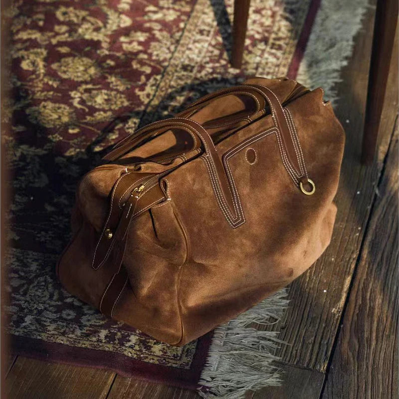 Eco Leather And Suede Boston Bag - Frimunt Clothing Co.