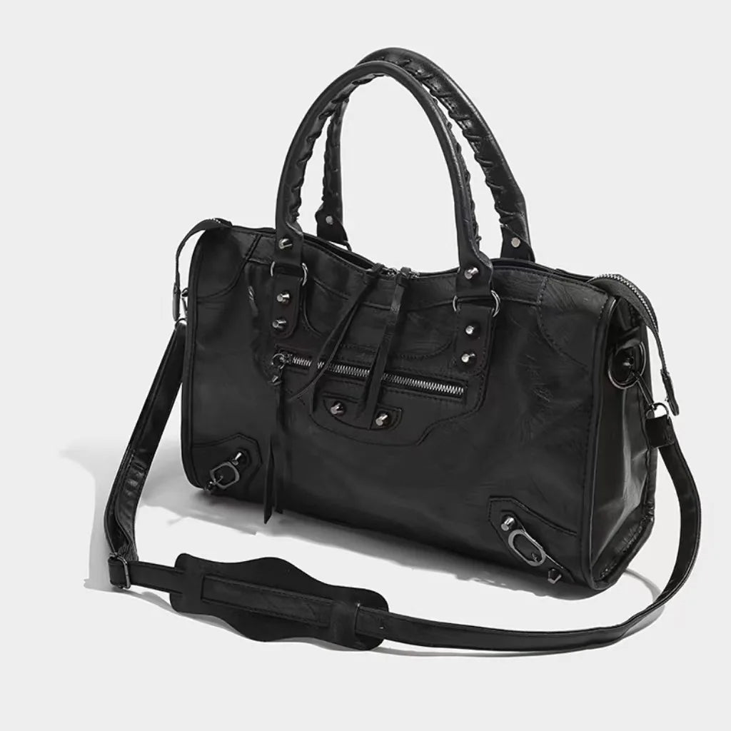 Bolso parisino con remaches para mujer, bandolera informal de gran capacidad