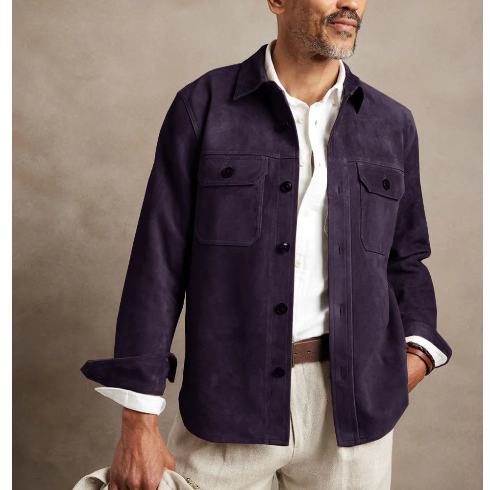 Men's Faux Suede Casual Single-breasted Jacket - Frimunt Clothing Co.