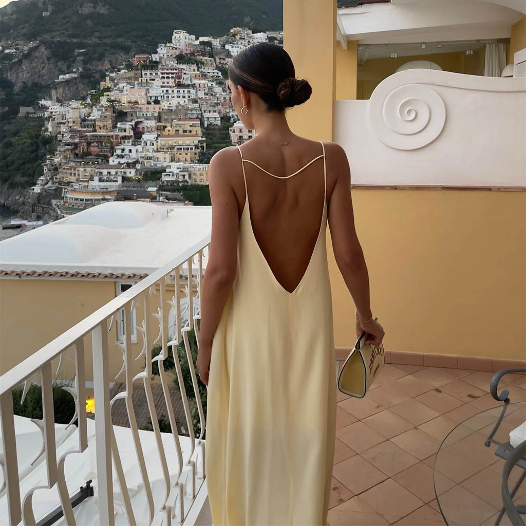 Summer Open Back Sleeveless Slip Maxi Dress - Frimunt Clothing Co.