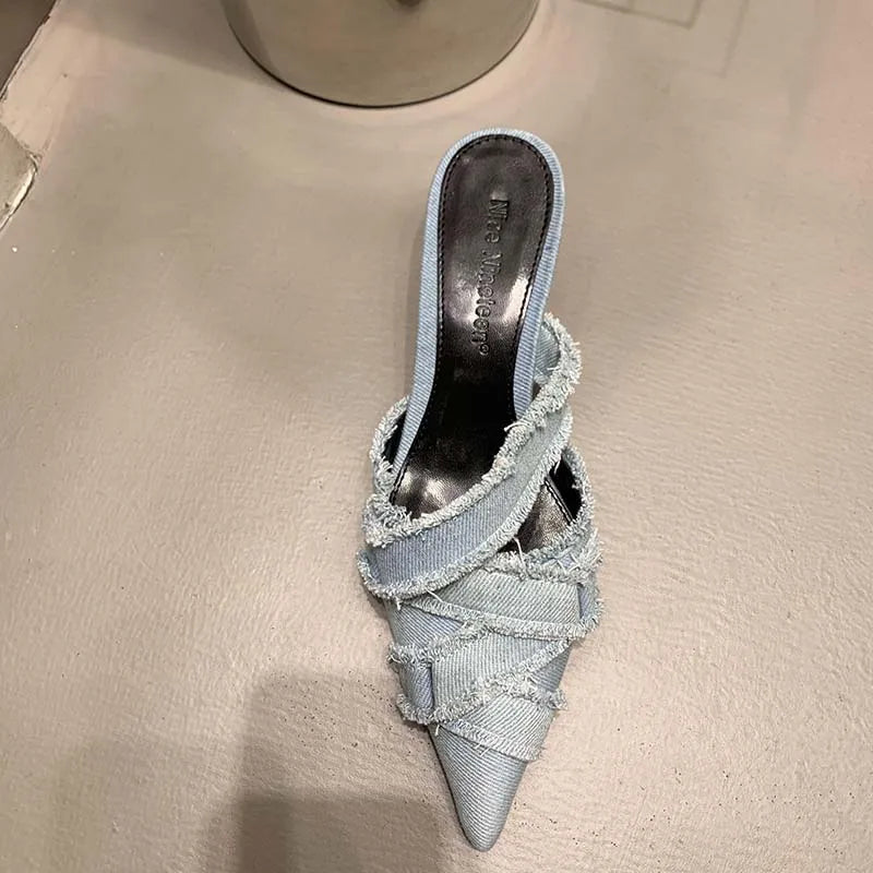 Women's Pointed Toe Kitten Heels Mules Spring Summer Fashion - Frimunt Clothing Co.