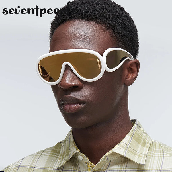 Trendy Wave Mask Sunglasses Women New Fashion Oversized Oval - Frimunt Clothing Co.