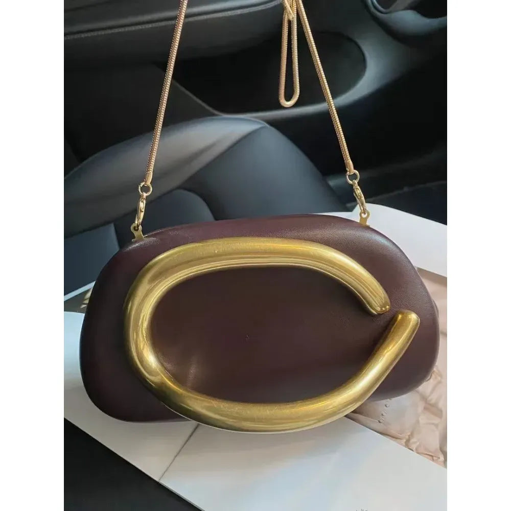 Women's Metal Handle Box Clutch Bag Evening Wedding Party Handbag