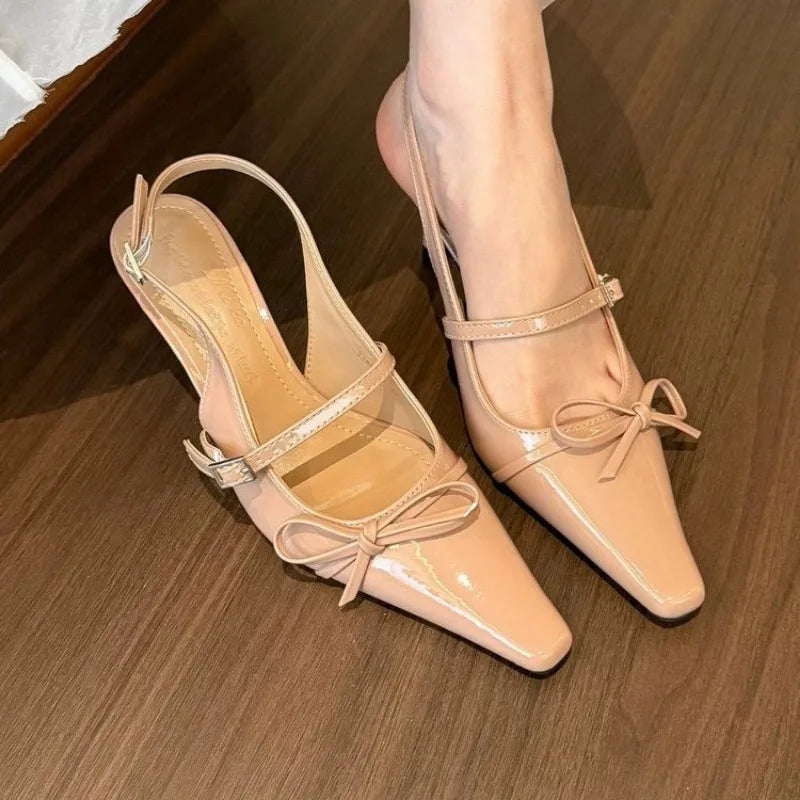 Women's Pointed Toe High-heeled Spring and Summer French Style Slingback Shoes 3 Colors - Frimunt Clothing Co.