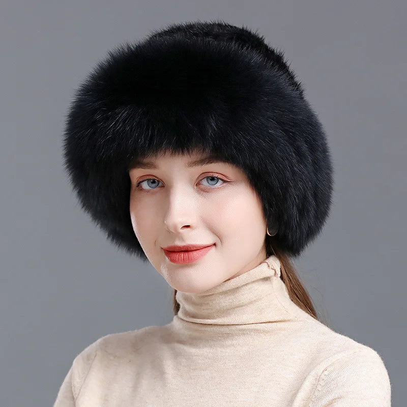 Women's Real Knit Natural Mink Fur Luxury Hat Handmade Winter Headwear - Frimunt Clothing Co.