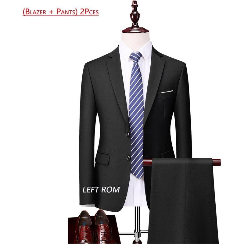 High-end Brand Formal Business Mens Suit Three-piece Groom Wedding Dress Suit 13 Solid Colors - Frimunt Clothing Co.