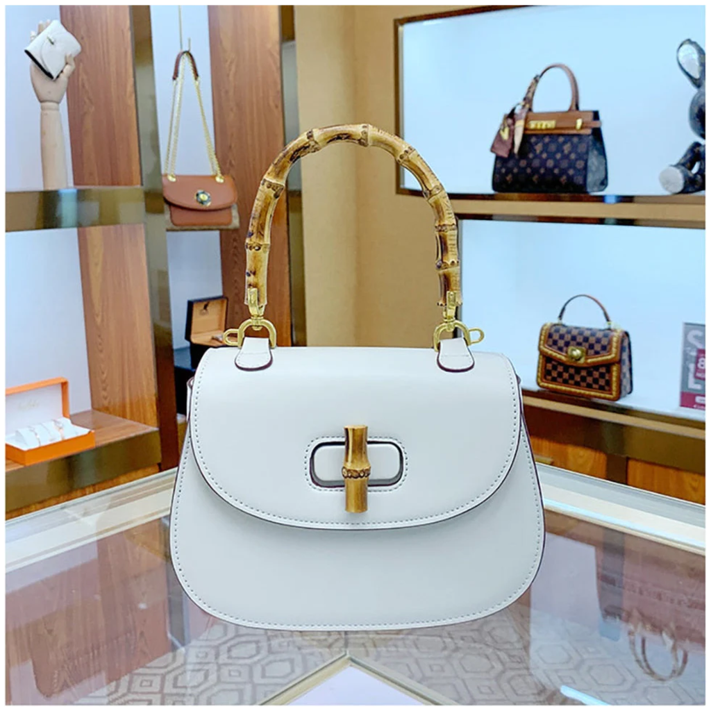 Vintage Soft Leather Bamboo Top-handle Crossbody Shoulder Strap - Frimunt Clothing Co.