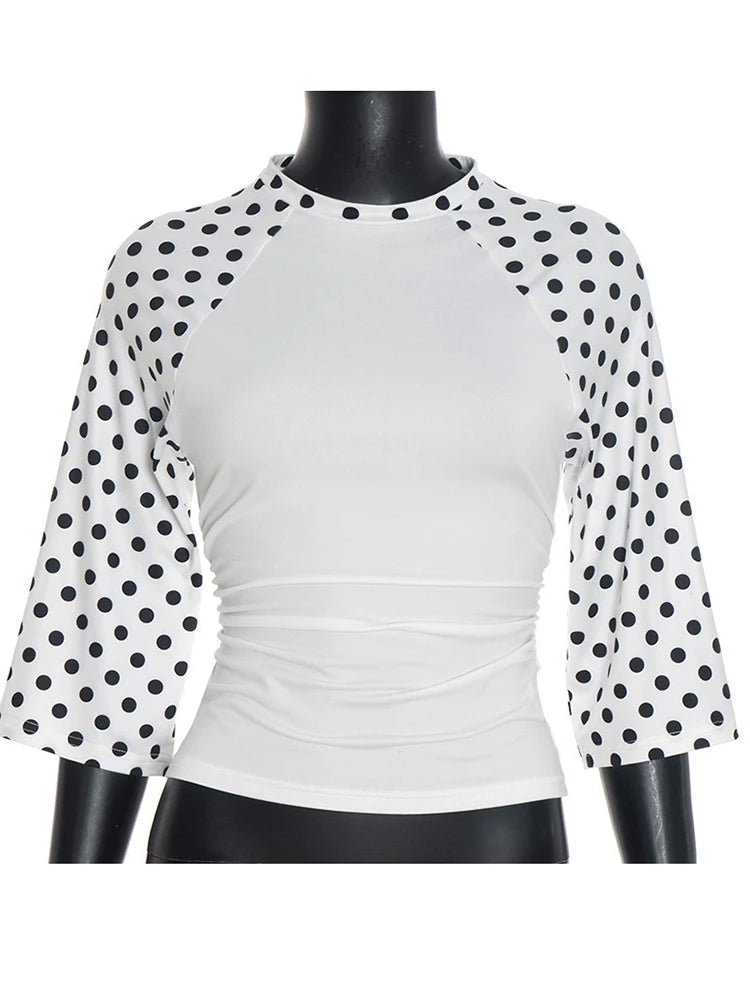 Women's Print Polka Dot T-shirt Mid Sleeve - Frimunt Clothing Co.