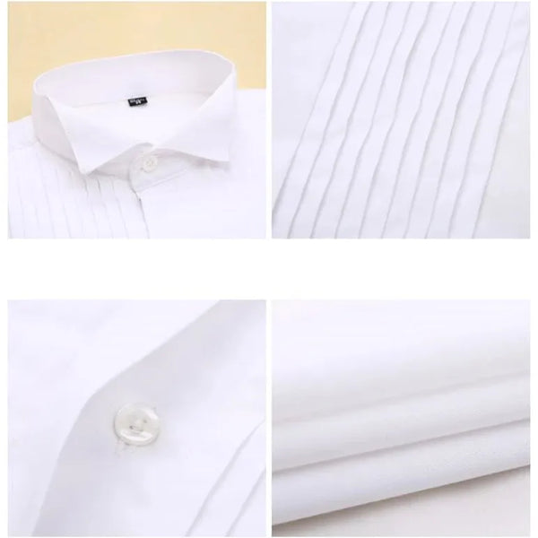 White Men Tuxedo Shirt Regular Fit Plus Size French Cufflinks - Frimunt Clothing Co.